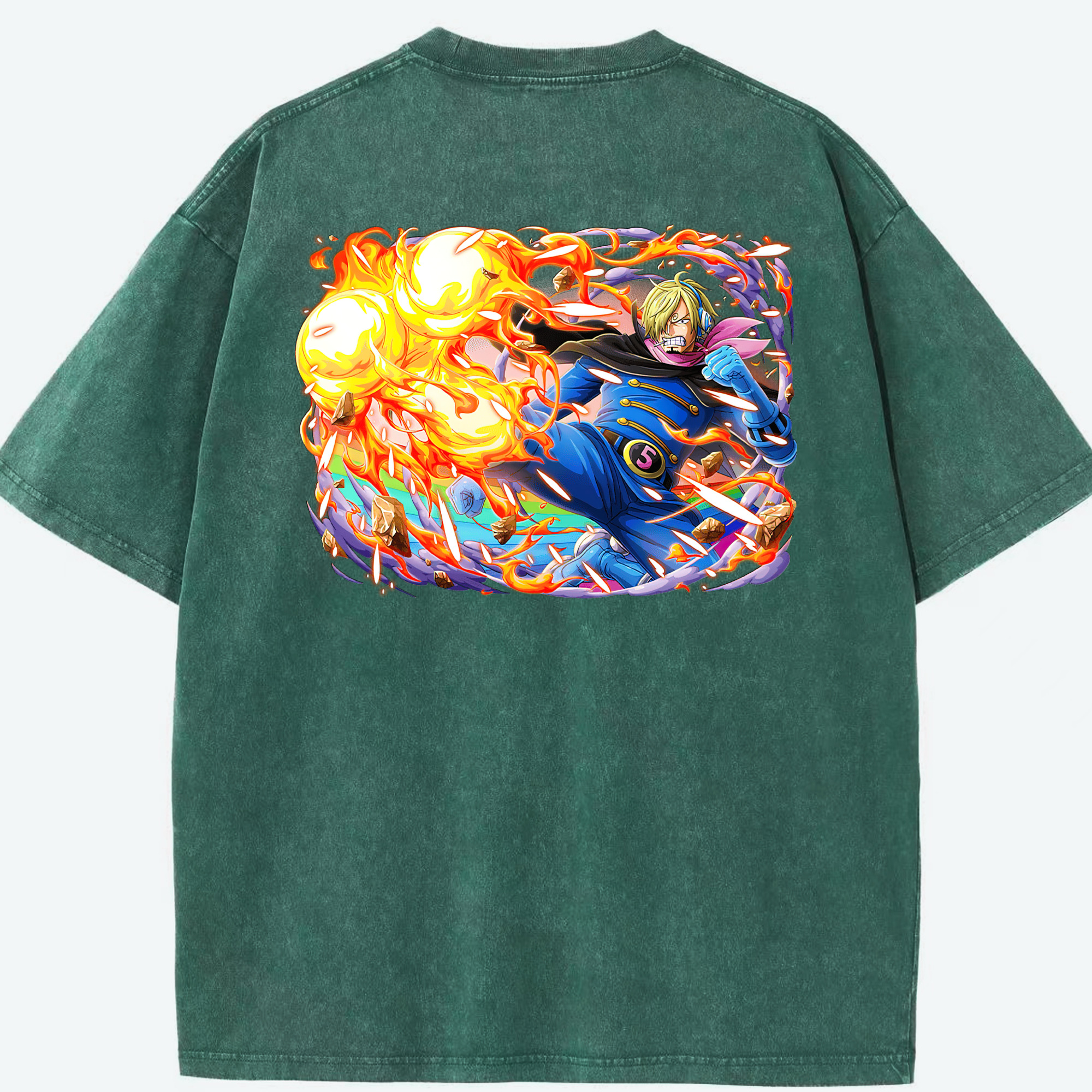 ワンピース サンジ ONE PIECE Sanji 綿100% ヴィンテージ風 半袖Tシャツ（背面プリント）
